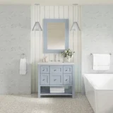Breckenridge 36" Single Vanity, Serenity Blue, w/ 3 CM Eternal Jasmine Pearl Quartz Top