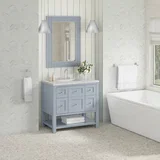 Breckenridge 36" Single Vanity, Serenity Blue, w/ 3 CM Eternal Jasmine Pearl Quartz Top