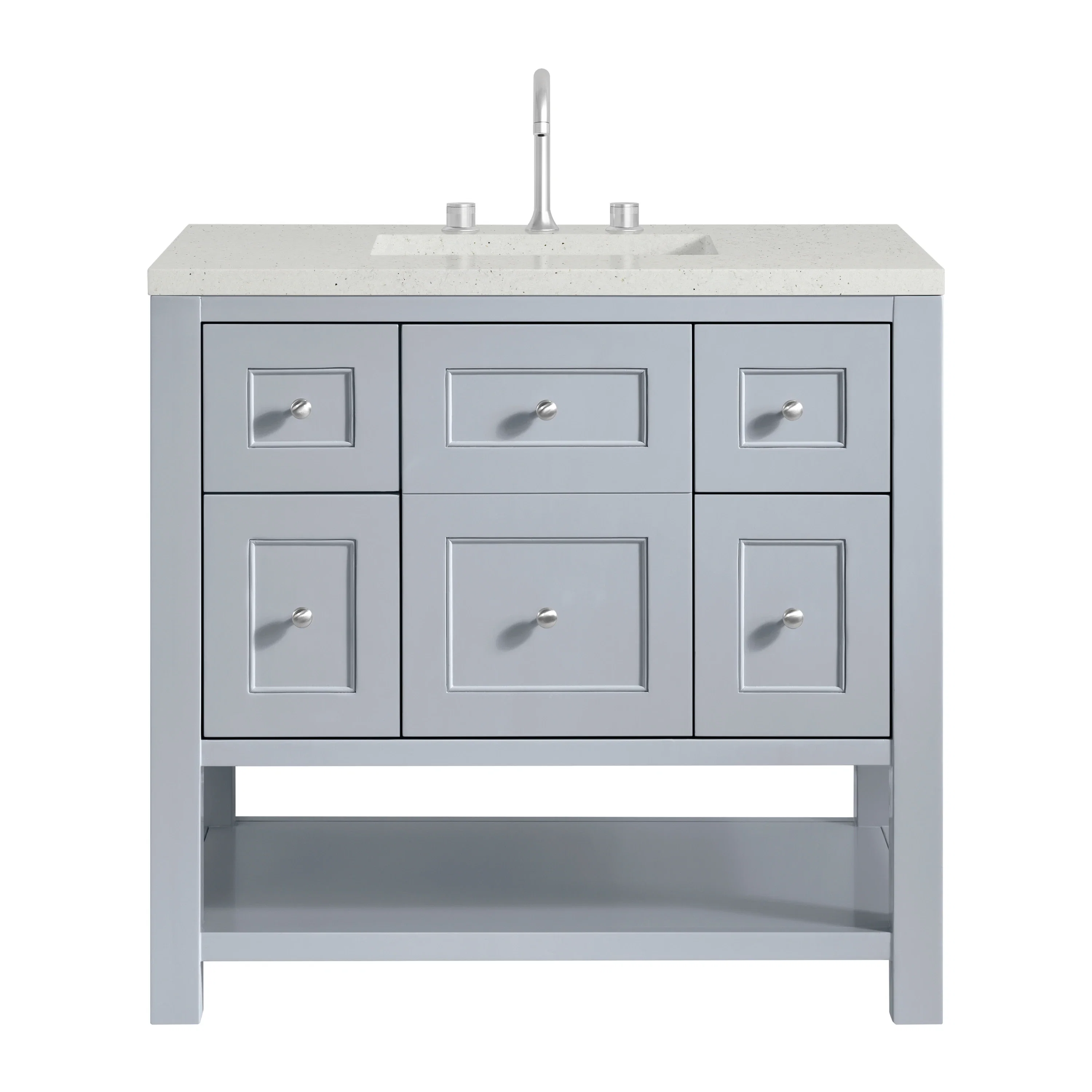 Breckenridge 36" Single Vanity, Serenity Blue, w/ 3 CM Lime Delight Quartz Top