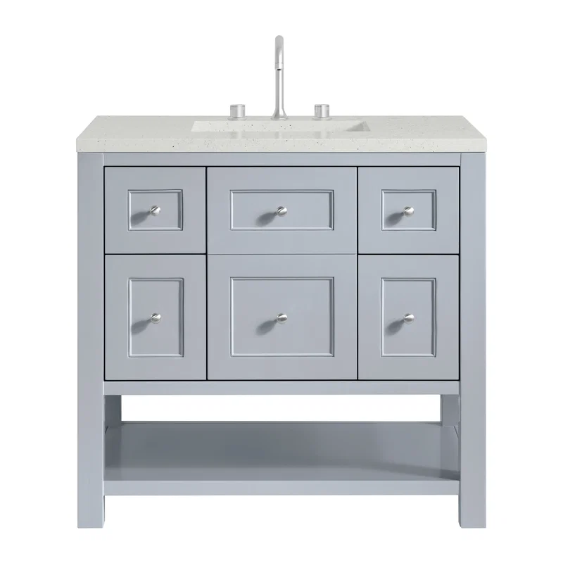 Breckenridge 36" Single Vanity, Serenity Blue, w/ 3 CM Lime Delight Quartz Top
