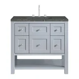 Breckenridge 36" Single Vanity, Serenity Blue, w/ 3 CM Parisien Bleu Quartz Top