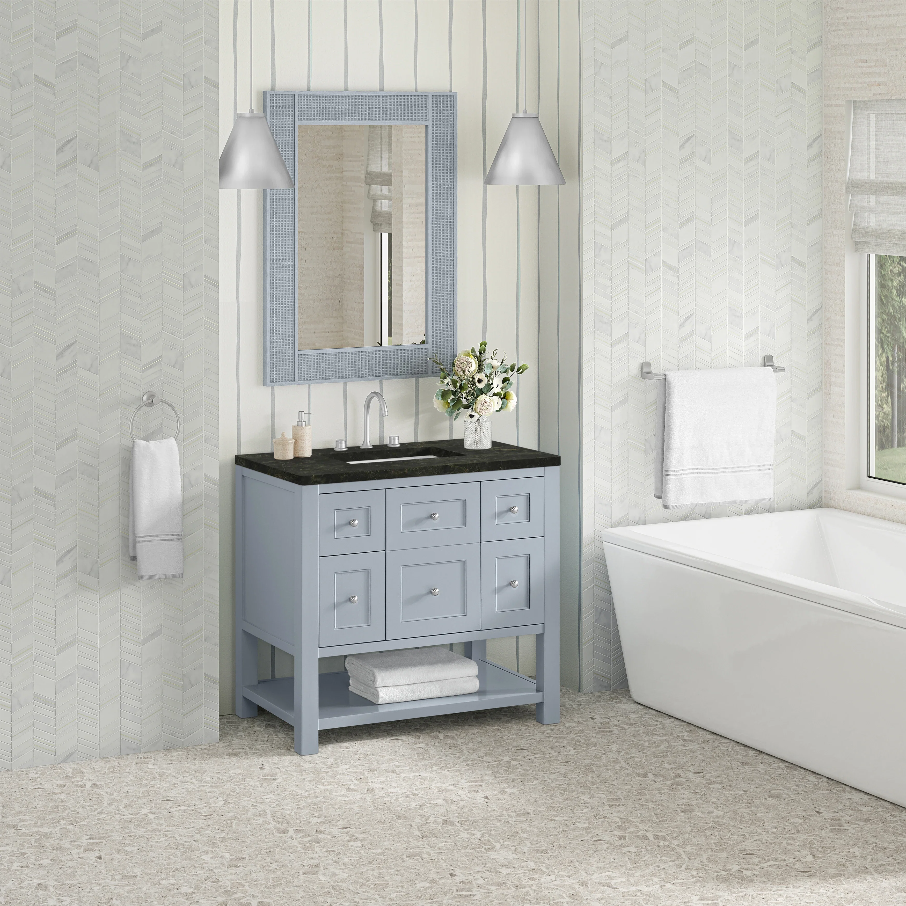 Breckenridge 36" Single Vanity, Serenity Blue, w/ 3 CM Phantome Eclos Top