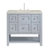 Breckenridge 36" Single Vanity, Serenity Blue, w/ 3 CM Siberian Silestone Top