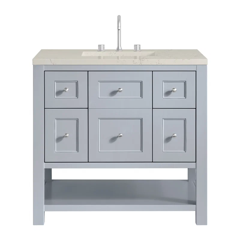 Breckenridge 36" Single Vanity, Serenity Blue, w/ 3 CM Siberian Silestone Top