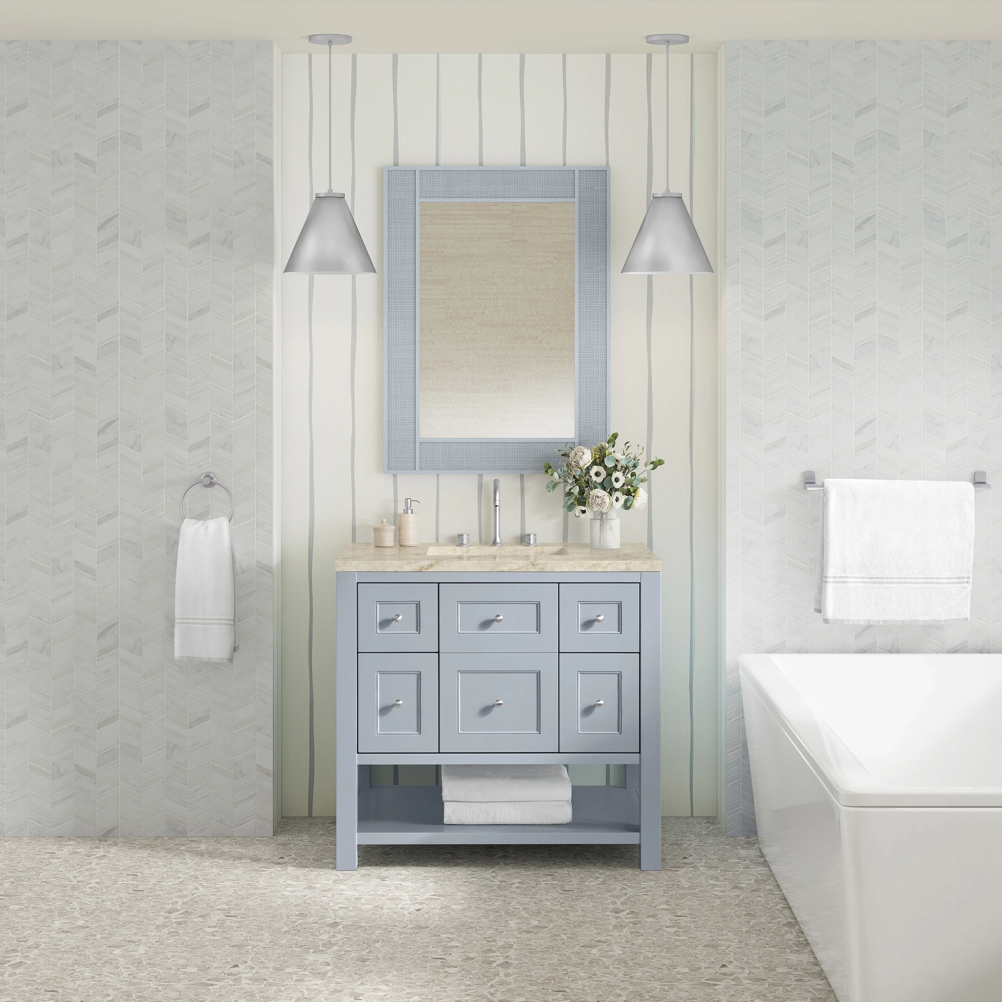 Breckenridge 36" Single Vanity, Serenity Blue, w/ 3 CM Tajnar Eclos Top