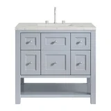 Breckenridge 36" Single Vanity, Serenity Blue, w/ 3 CM Victorian Silver Quartz Top