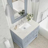 Breckenridge 36" Single Vanity, Serenity Blue, w/ 3 CM Victorian Silver Quartz Top