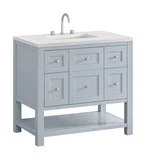 Breckenridge 36" Single Vanity, Serenity Blue, w/ 3 CM White Zeus Quartz Top