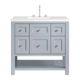 Breckenridge 36" Single Vanity, Serenity Blue, w/ 3 CM White Zeus Quartz Top