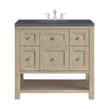 Breckenridge 36" Single Vanity, Whitewashed Oak w/ 3 CM Charcoal Soapstone Silestone Top