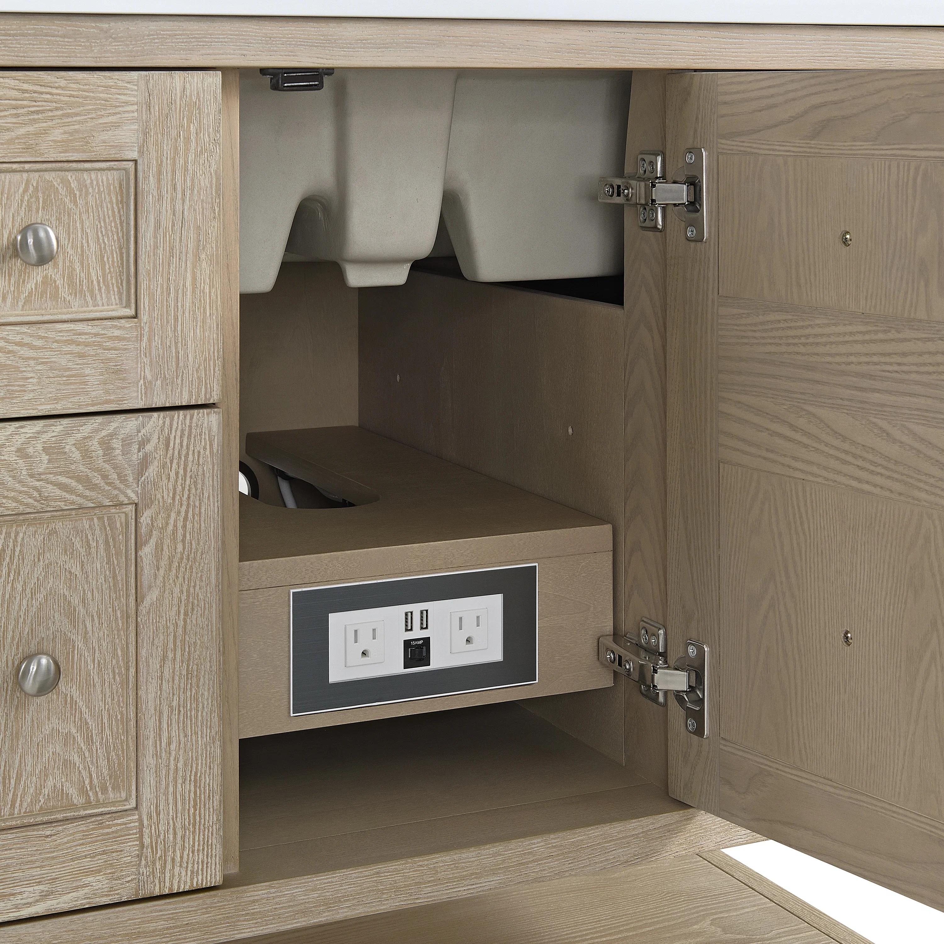 Breckenridge 36" Single Vanity, Whitewashed Oak w/ 3 CM Charcoal Soapstone Silestone Top