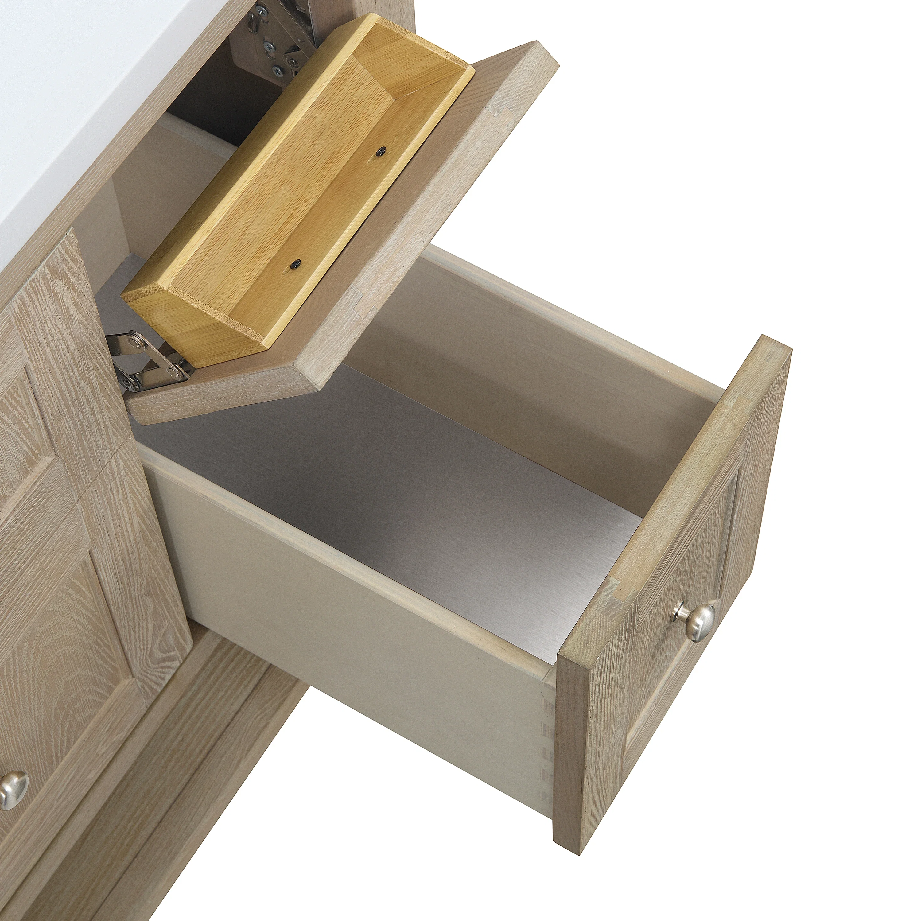 Breckenridge 36" Single Vanity, Whitewashed Oak w/ 3 CM Charcoal Soapstone Silestone Top