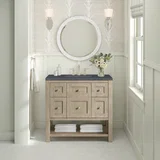 Breckenridge 36" Single Vanity, Whitewashed Oak w/ 3 CM Charcoal Soapstone Silestone Top