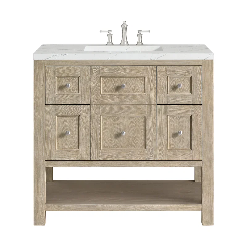 Breckenridge 36" Single Vanity, Whitewashed Oak w/ 3 CM Ethereal Noctis Silestone Top
