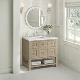 Breckenridge 36" Single Vanity, Whitewashed Oak w/ 3 CM Ethereal Noctis Silestone Top
