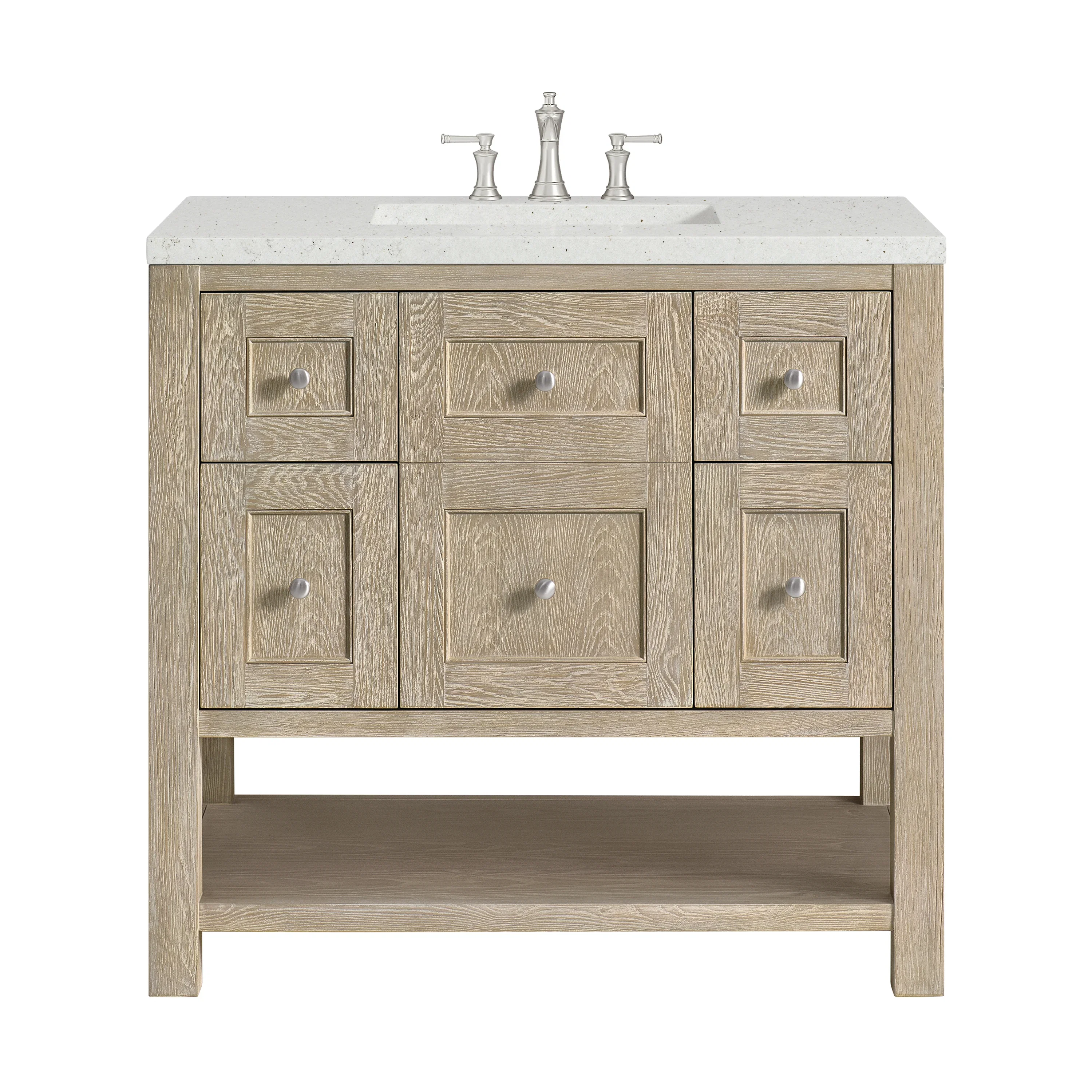 Breckenridge 36" Single Vanity, Whitewashed Oak w/ 3 CM Lime Delight Silestone Top