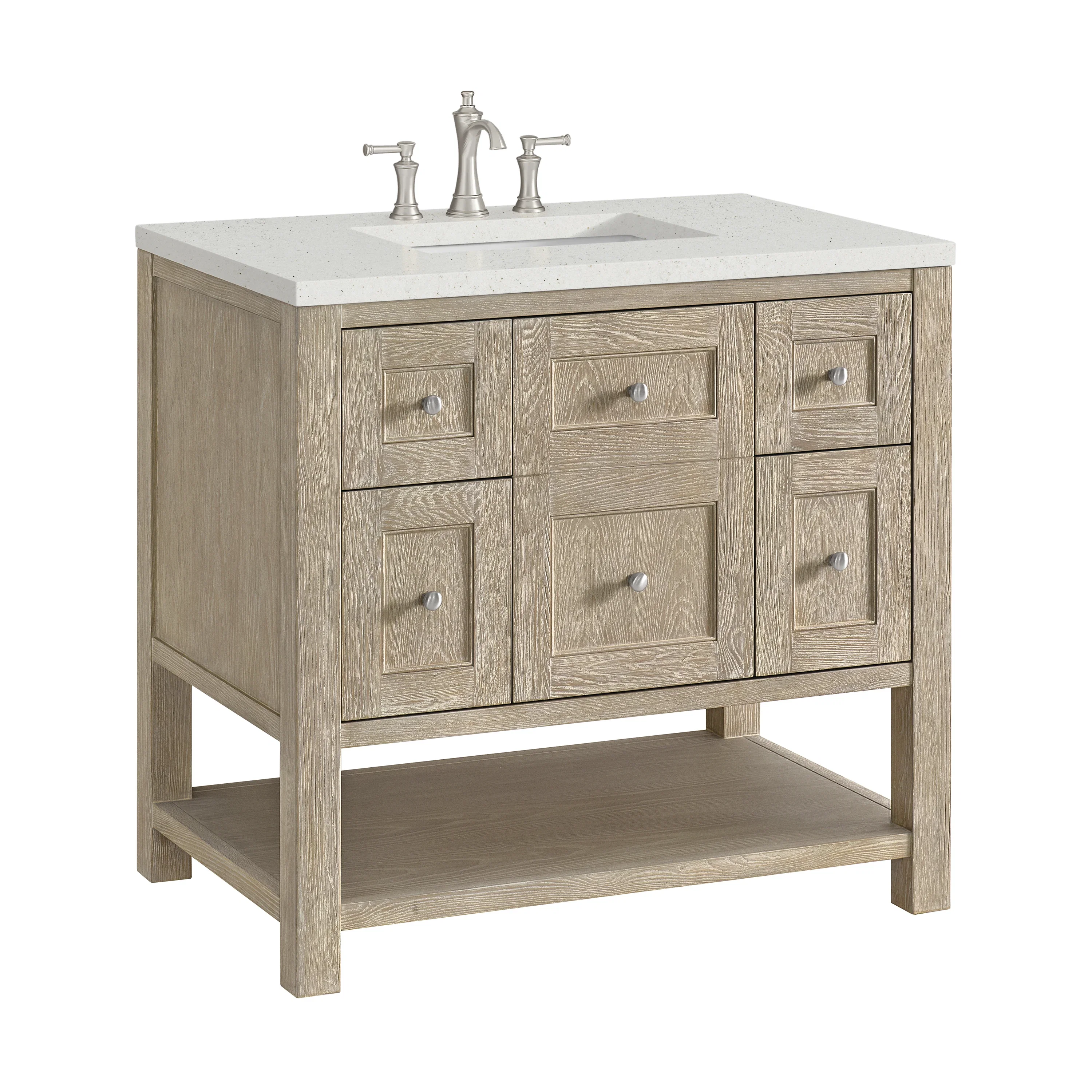 Breckenridge 36" Single Vanity, Whitewashed Oak w/ 3 CM Lime Delight Silestone Top