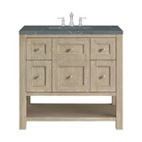 Breckenridge 36" Single Vanity, Whitewashed Oak w/ 3 CM Parisien Bleu Silestone Top