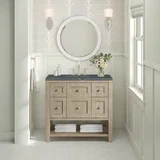 Breckenridge 36" Single Vanity, Whitewashed Oak w/ 3 CM Parisien Bleu Silestone Top