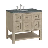 Breckenridge 36" Single Vanity, Whitewashed Oak w/ 3 CM Parisien Bleu Silestone Top