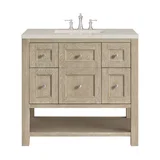 Breckenridge 36" Single Vanity, Whitewashed Oak, w/ 3 CM Siberian Silestone Top