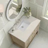 Breckenridge 36" Single Vanity, Whitewashed Oak, w/ 3 CM Siberian Silestone Top