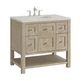 Breckenridge 36" Single Vanity, Whitewashed Oak, w/ 3 CM Siberian Silestone Top