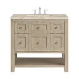 Breckenridge 36" Single Vanity, Whitewashed Oak, w/ 3 CM Tajnar Eclos Top