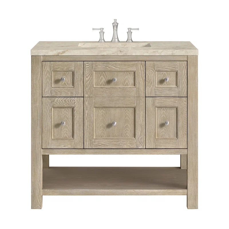 Breckenridge 36" Single Vanity, Whitewashed Oak, w/ 3 CM Tajnar Eclos Top