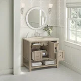 Breckenridge 36" Single Vanity, Whitewashed Oak, w/ 3 CM Tajnar Eclos Top