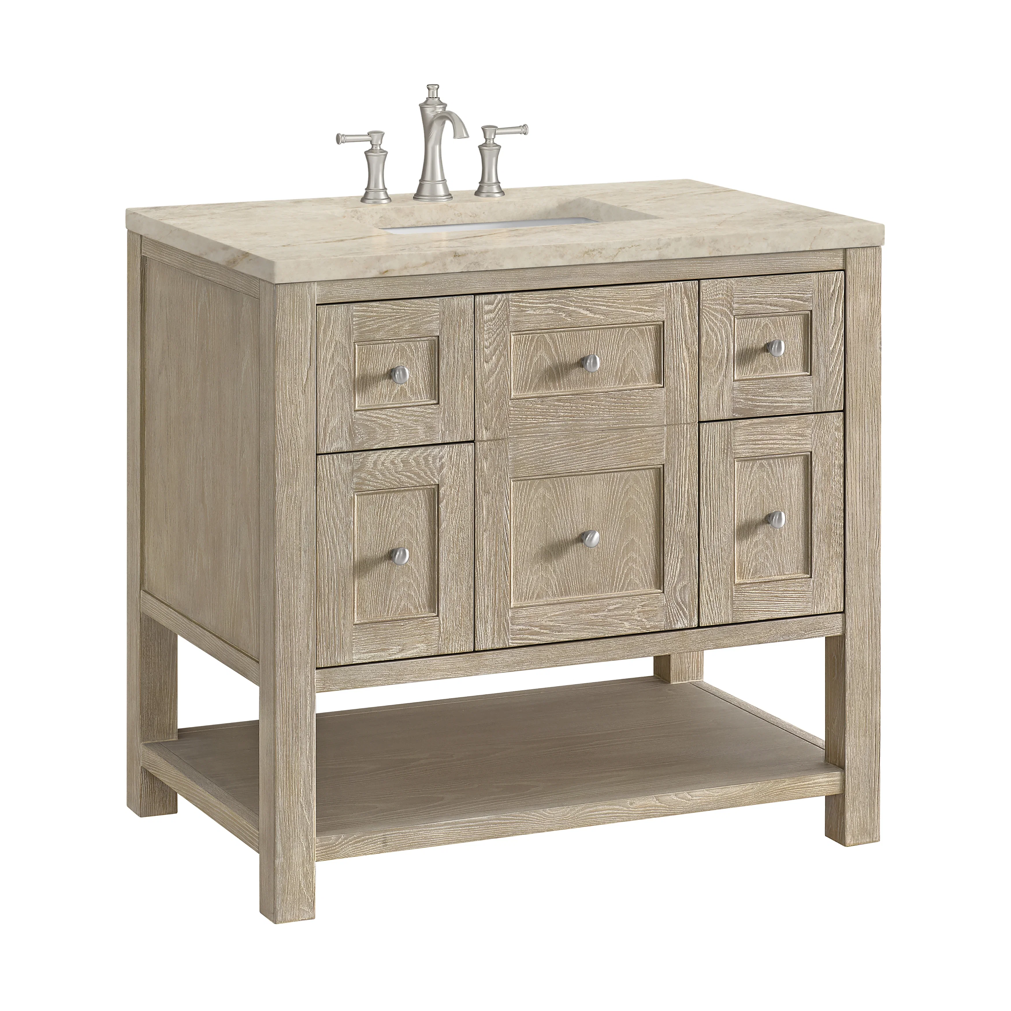 Breckenridge 36" Single Vanity, Whitewashed Oak, w/ 3 CM Tajnar Eclos Top