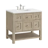 Breckenridge 36" Single Vanity, Whitewashed Oak w/ 3 CM White Zeus Silestone Top