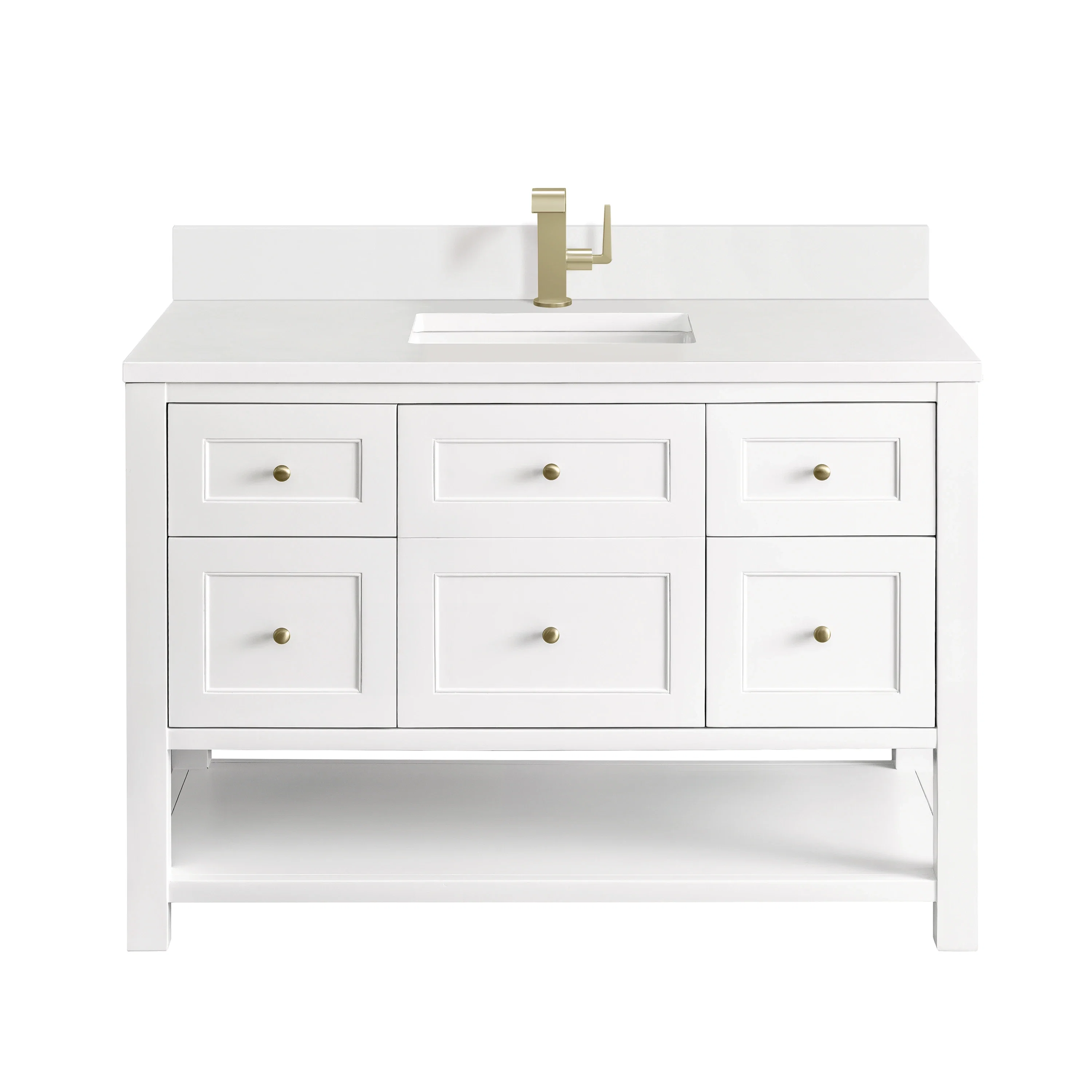 Breckenridge 48" Single Vanity, Bright White w/ Single Hole 3 CM White Zeus Top & Backsplash