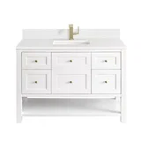 Breckenridge 48" Single Vanity, Bright White w/ Single Hole 3 CM White Zeus Top & Backsplash