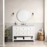 Breckenridge 48" Single Vanity, Bright White w/ 3 CM Carrara Marble Top