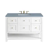 Breckenridge 48" Single Vanity, Bright White w/ 3 CM Cala Blue Top