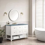 Breckenridge 48" Single Vanity, Bright White w/ 3 CM Cala Blue Top
