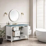 Breckenridge 48" Single Vanity, Bright White w/ 3 CM Cala Blue Top