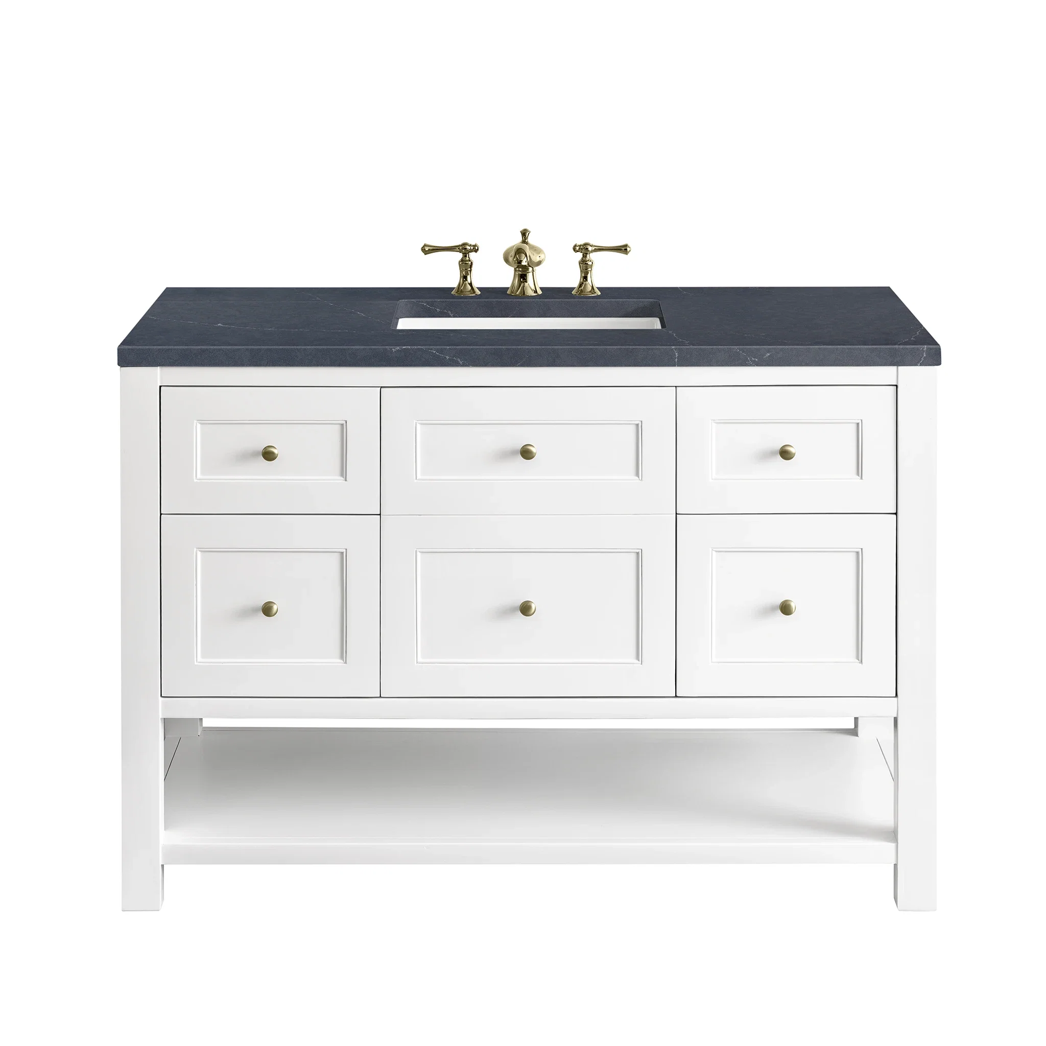 Breckenridge 48" Single Vanity, Bright White w/ 3 CM Charcoal Soapstone Top
