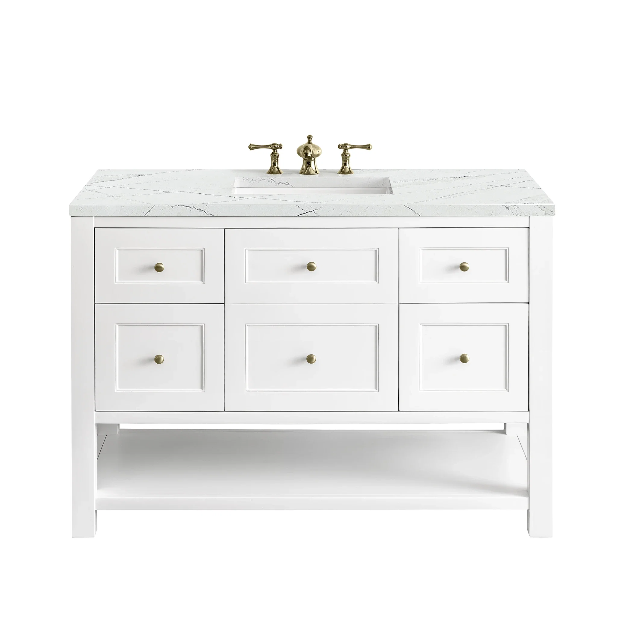 Breckenridge 48" Single Vanity, Bright White w/ 3 CM Ethereal Noctis Top
