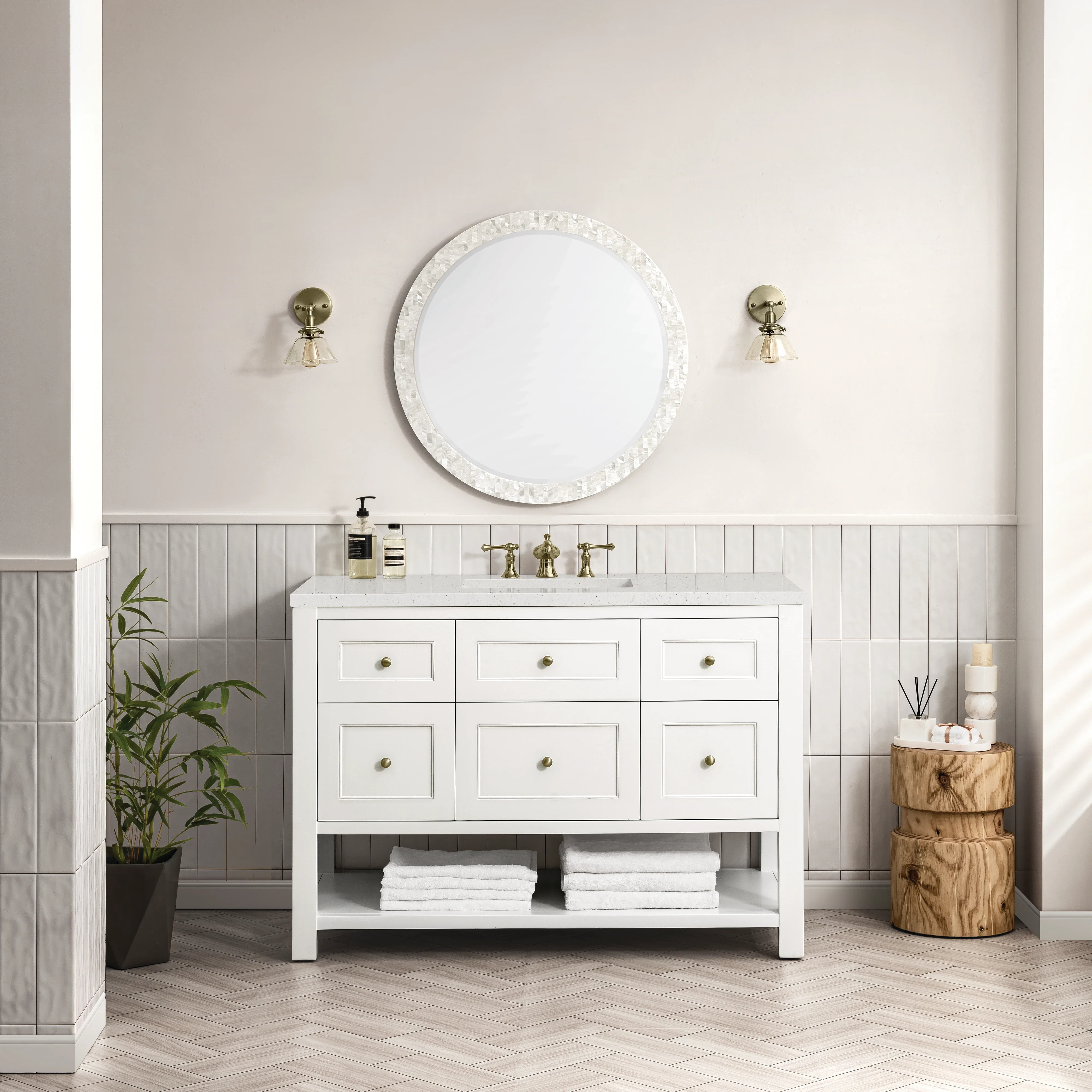 Breckenridge 48" Single Vanity, Bright White w/ 3 CM Lime Delight Top