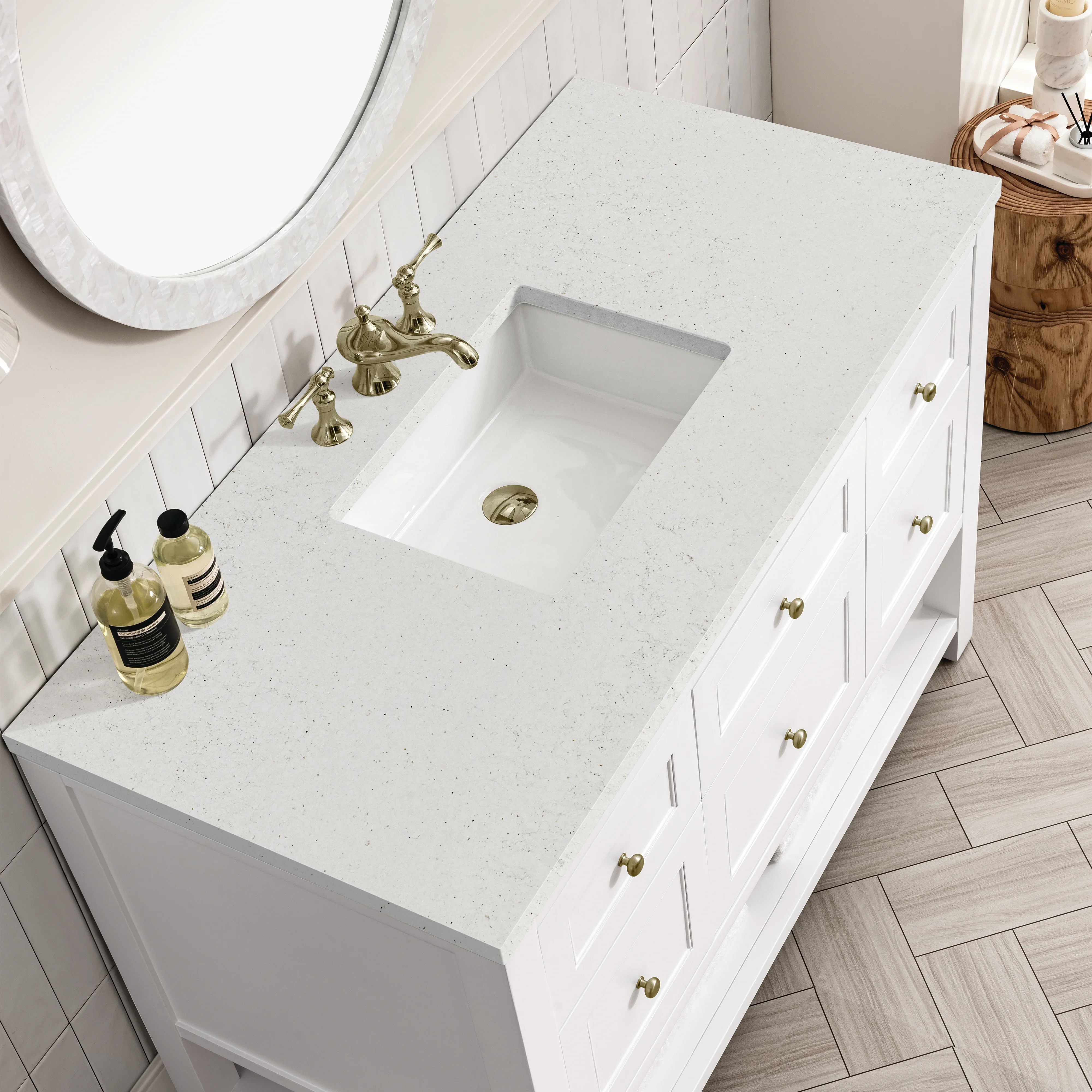 Breckenridge 48" Single Vanity, Bright White w/ 3 CM Lime Delight Top
