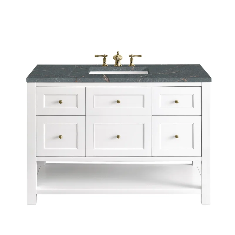 Breckenridge 48" Single Vanity, Bright White w/ 3 CM Parisien Bleu Top