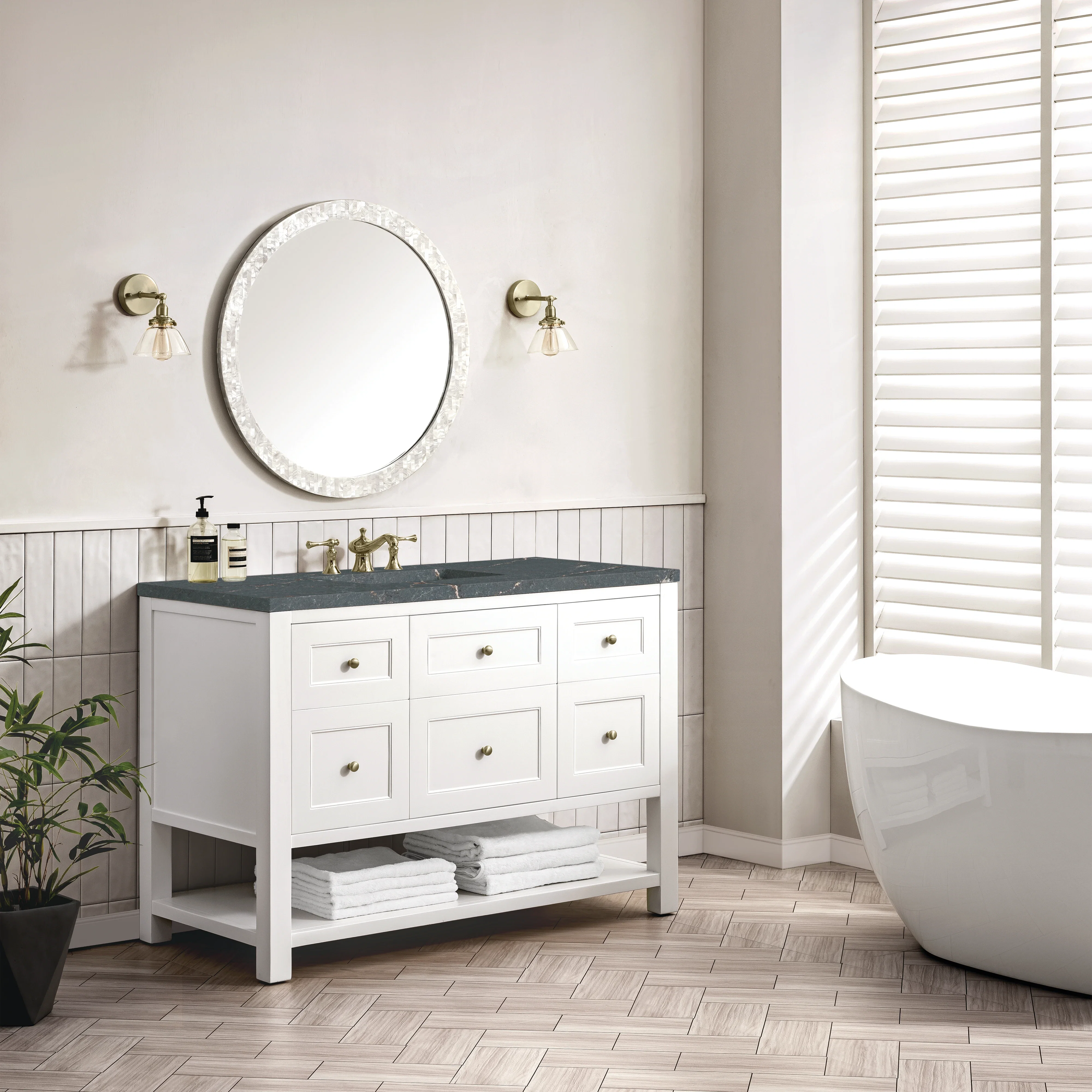 Breckenridge 48" Single Vanity, Bright White w/ 3 CM Parisien Bleu Top
