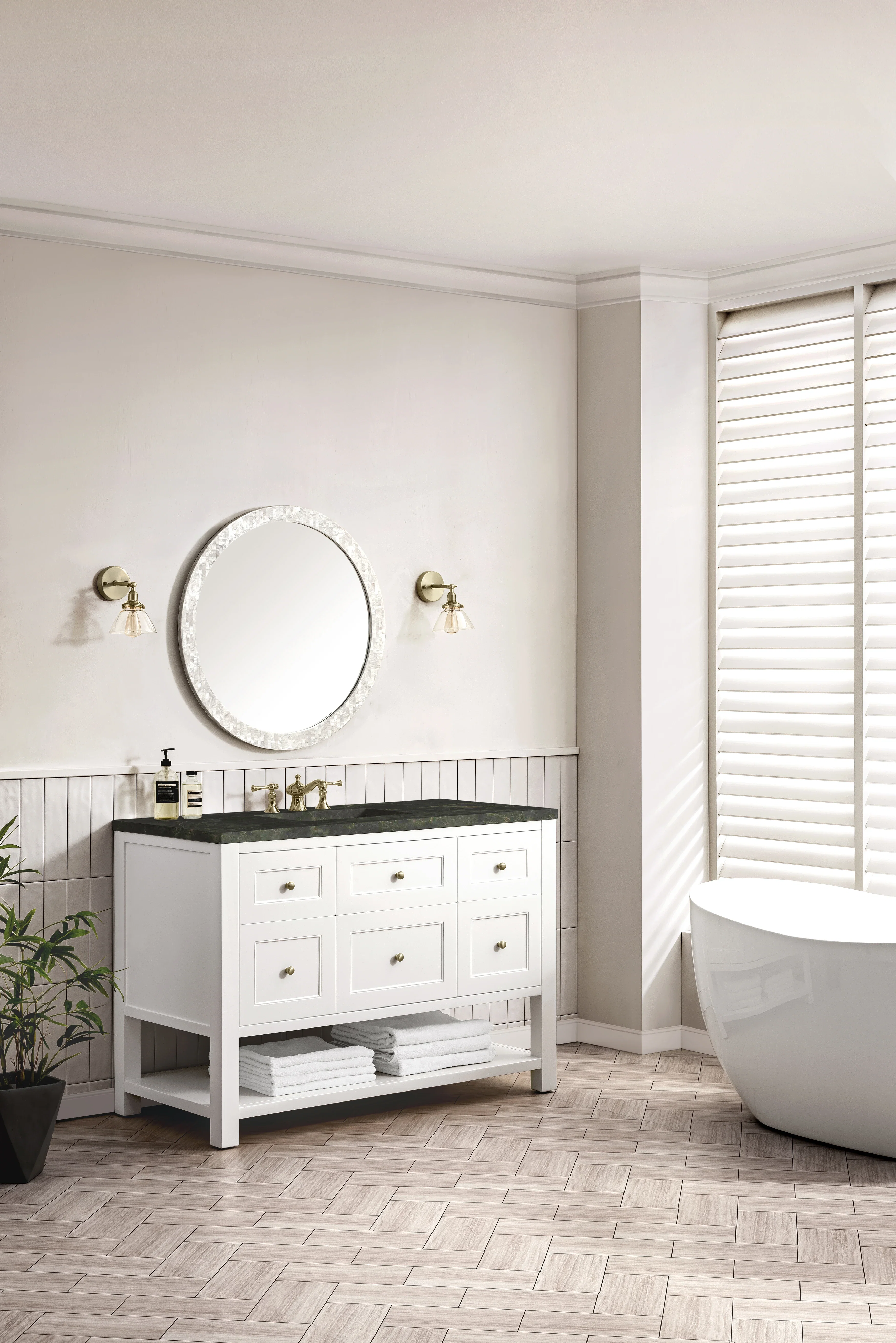 Breckenridge 48" Single Vanity, Bright White, w/ 3 CM Phantome Eclos Top
