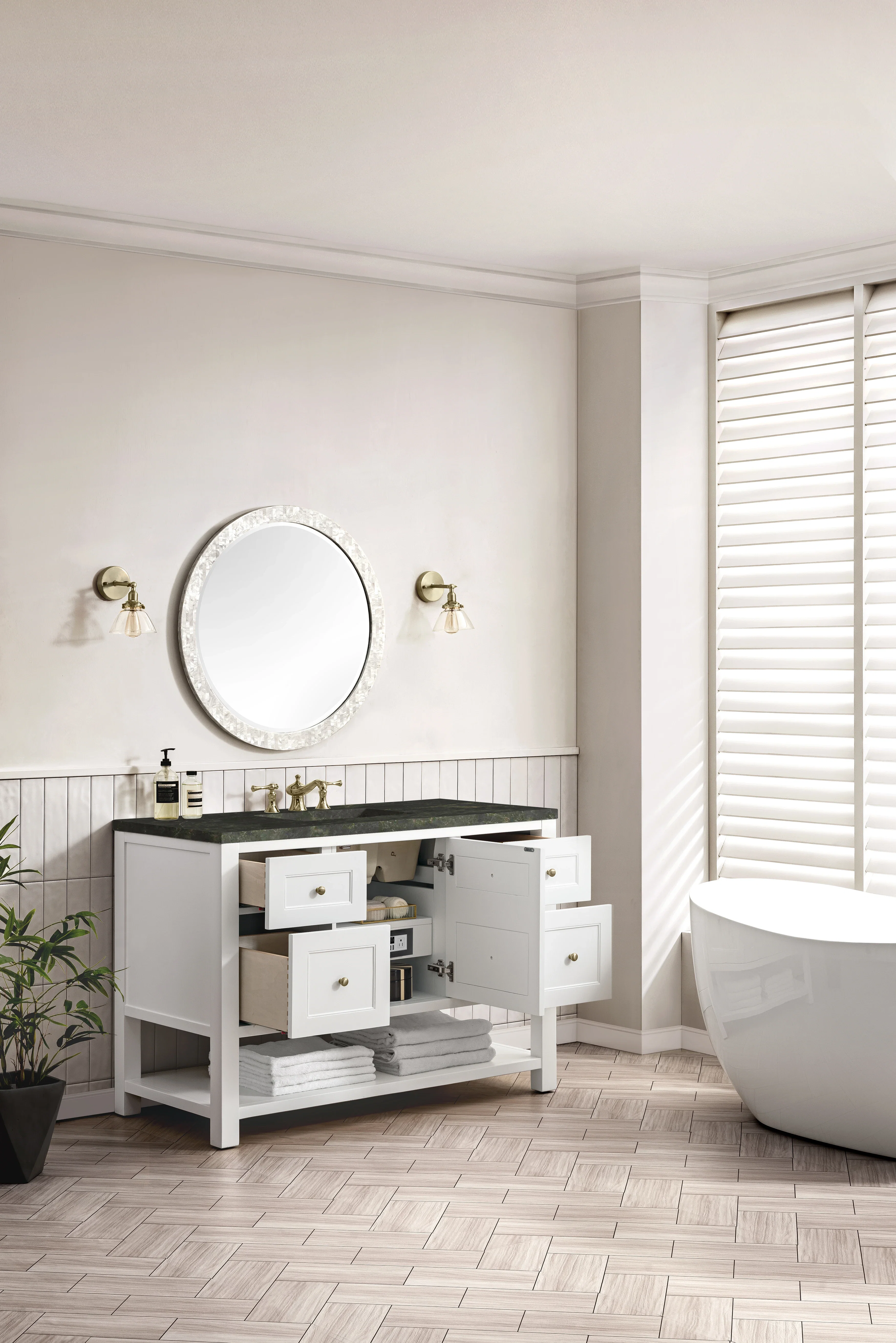 Breckenridge 48" Single Vanity, Bright White, w/ 3 CM Phantome Eclos Top