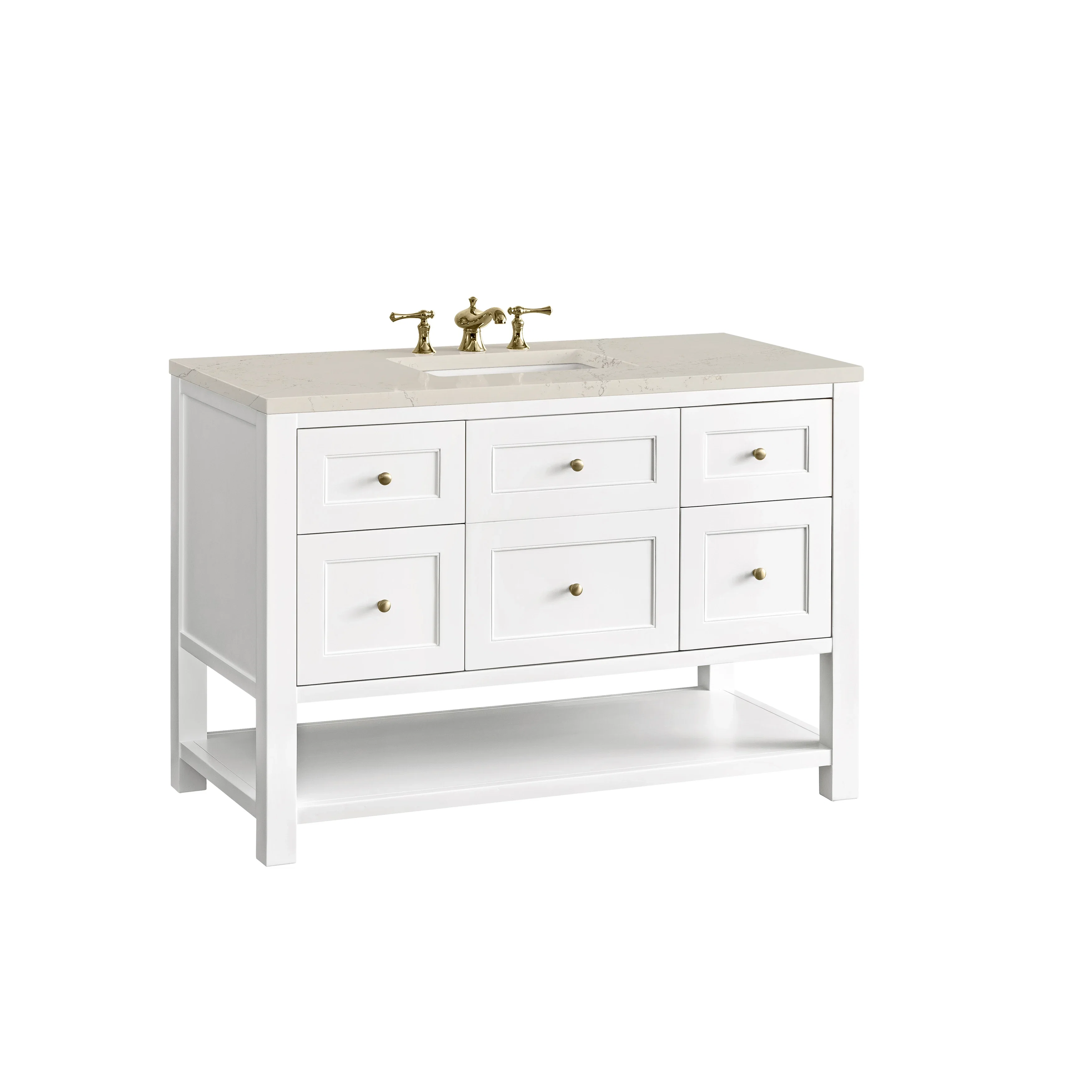 Breckenridge 48" Single Vanity, Bright White, w/ 3 CM Siberian Silestone Top
