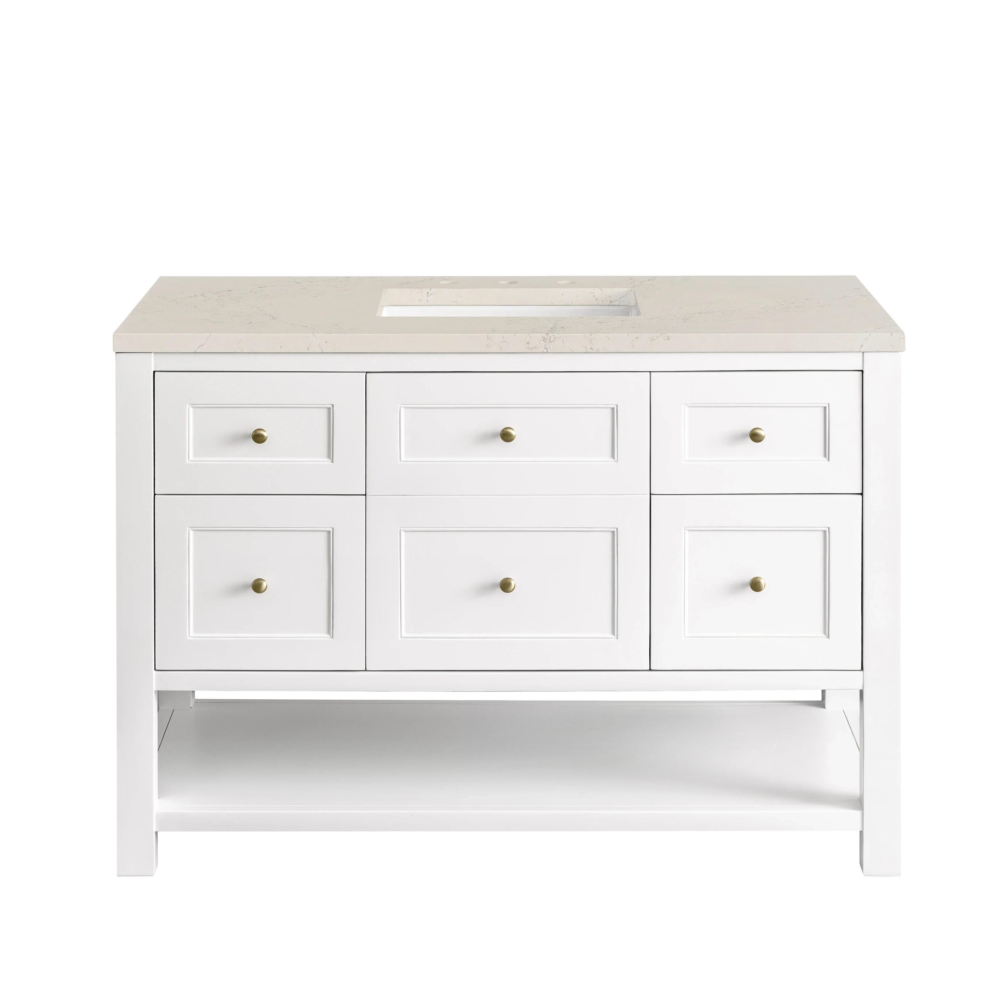Breckenridge 48" Single Vanity, Bright White, w/ 3 CM Siberian Silestone Top