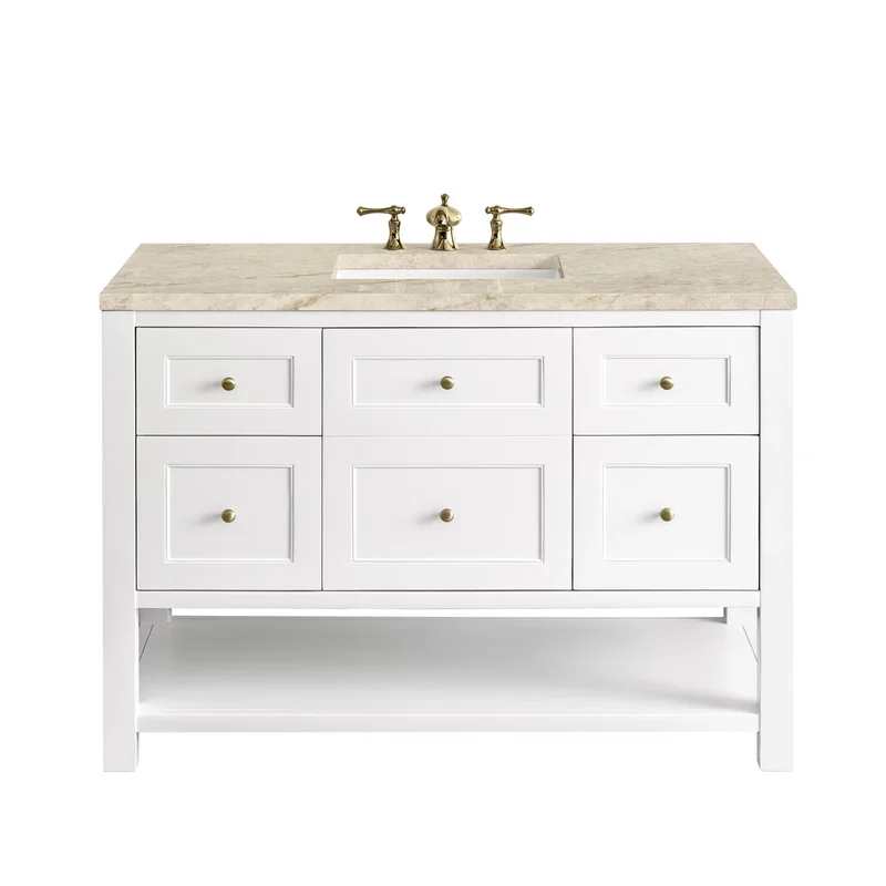 Breckenridge 48" Single Vanity, Bright White, w/ 3 CM Tajnar Eclos Top