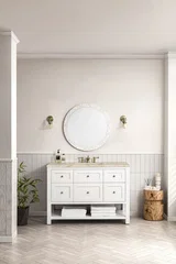 Breckenridge 48" Single Vanity, Bright White, w/ 3 CM Tajnar Eclos Top